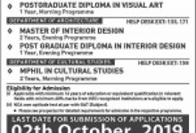 National College Of Arts Lahore NCA Admissions 2025 Form