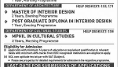 National College Of Arts Lahore NCA Admissions 2025 Form