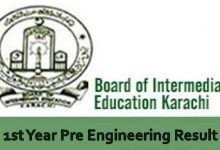 Karachi Board First Year Pre Engineering Result 2025