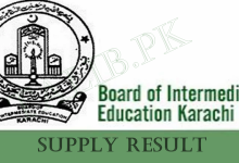 Karachi Board Inter Supply Result 2025 HSC BIEK All Groups