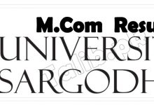 University Of Sargodha M.Com Result 2025
