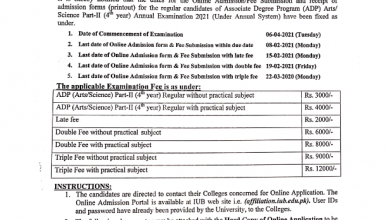 IUB BA /BSC Exams Registration 2025
