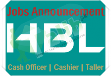 HBL New Cash Officer Jobs 2025