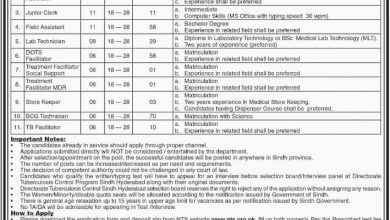 TB Control Program Sindh Jobs NTS Roll Number Slip 2025 Test Date