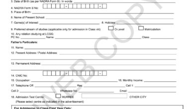 Lawrence College Murree Admission Form 2026 1st Year Entry Test