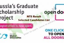 Russian Scholarship Program 2025-2020 NTS Result, Selected List