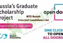 Russian Scholarship Program 2026-2020 NTS Result, Selected List