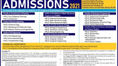 UET Lahore PhD Admission 2025