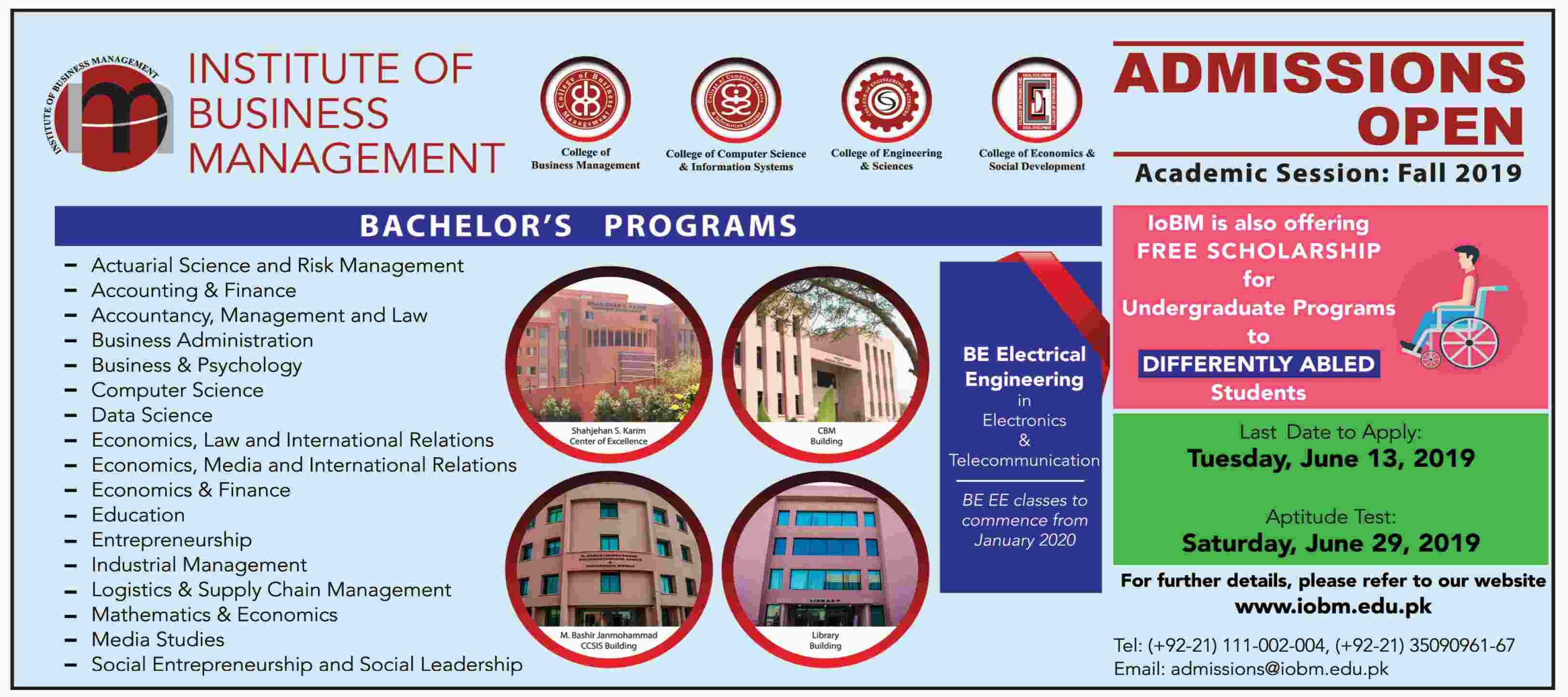 Institute Of Business Management Admissions 2019 IOBM Fall