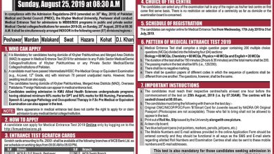 KMU Entry Test Sample Paper 2025 MCQs Pattern Download