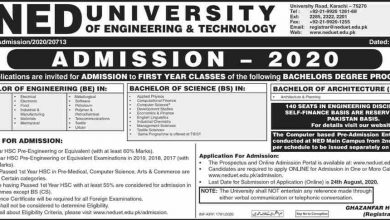 NED University Karachi Undergraduate Admission 2025