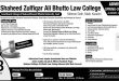 Shaheed Zulfiqar Ali Bhutto Law College Admission 2022