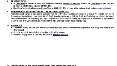 UET Undergraduate Admission Criteria 2025