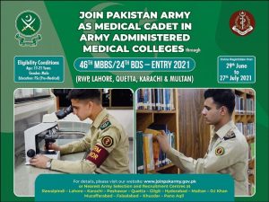 Join Pakistan Army As Medical Cadet 2022 Through AMC
