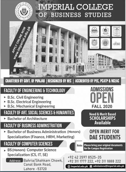 Imperial College Of Business Studies Lahore Admission 2025 1 Imperial College Of Business Studies Lahore Admission 2025