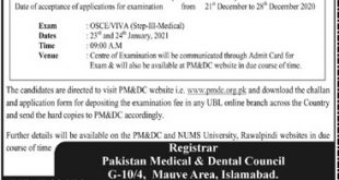PMDC NEB Exam Step 3 Registration Form 2021