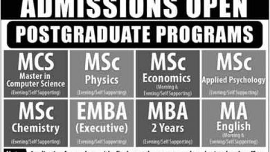 University Of Sahiwal Admission 2025 Form