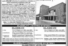 Cadet College Petaro Admission 2025