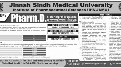 Jinnah Sindh Medical University Karachi JSMU Pharm D Admissions 2025-21