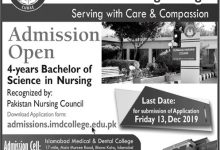 Islamabad Nursing College Admission 2025 Last Date, Application Form