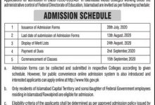 FDE Islamabad Intermediate Admissions 2025 Form Fees Date Schedule