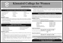 Kinnaird College Admission Spring 2025