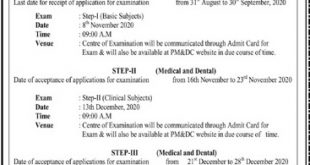 PMDC NEB Exam Schedule 2021-22