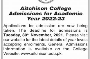 Aitchison College Lahore Admission 2022