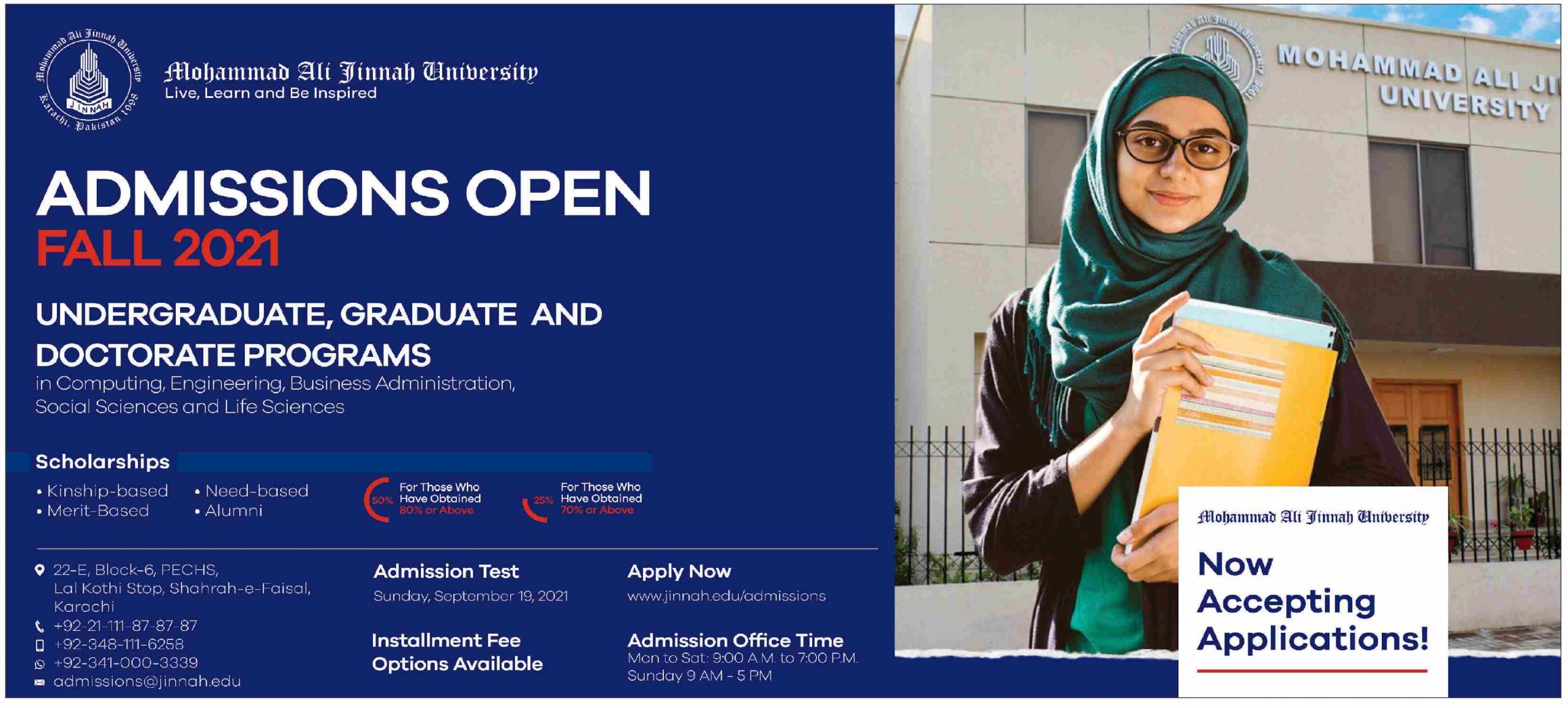 Mohammad Ali Jinnah University Admission 2022 Fall