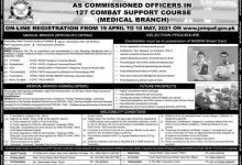PAF Jobs For Commission In 127 Combat Support Course 2026 Online Registration