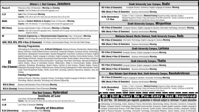 University Of Sindh Jamshoro Admission 2025