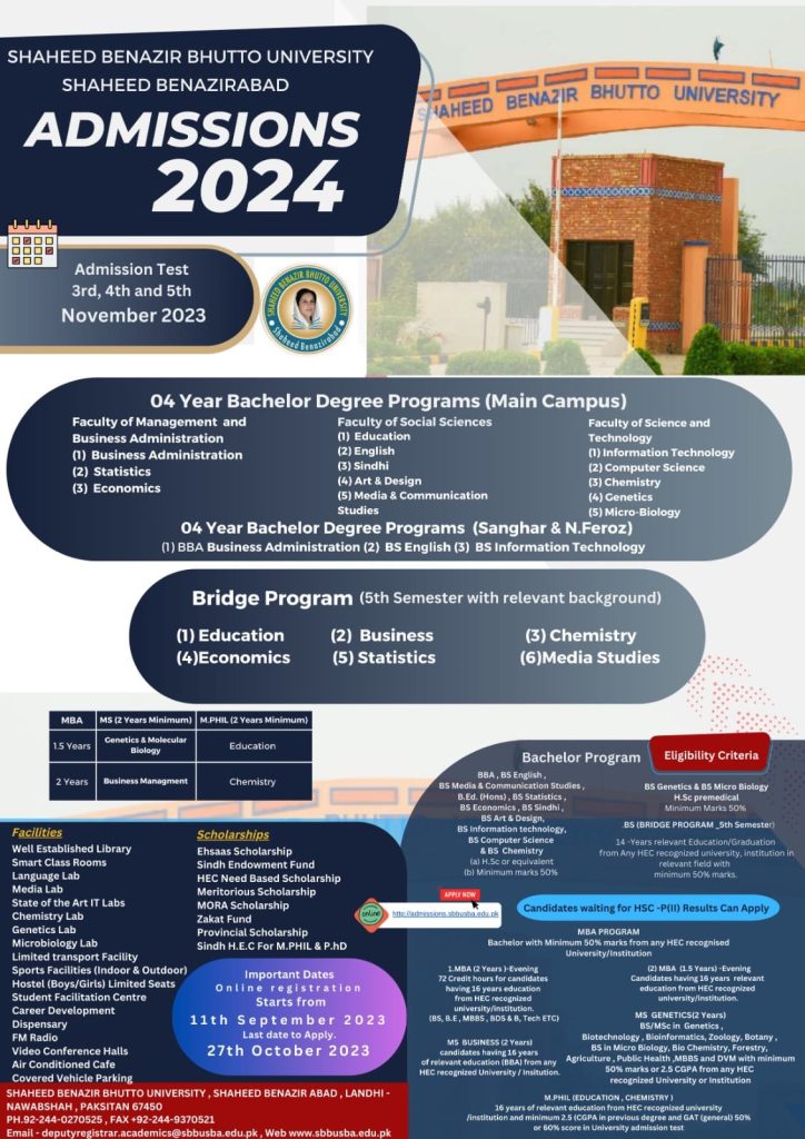 Shaheed Benazir Bhutto University SBBU Admissions 2025 1 Shaheed Benazir Bhutto University SBBU Admissions 2025