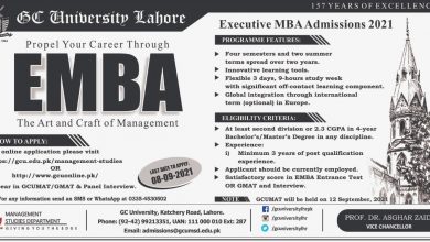 GCU Lahore MBA Executive Admission 2025