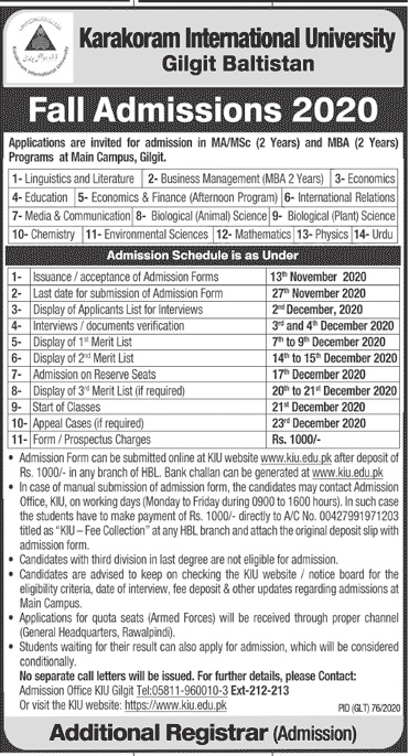 Karakoram International University Gilgit Admission 2025-2021 1 Karakoram International University Gilgit Admission 2025-2021
