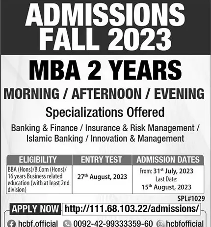 Hailey College Of Banking And Finance Admission Form 2025