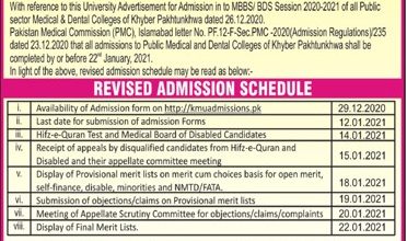 Bannu Medical College Admissions 2025-21