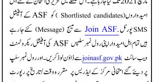 ASF Jobs Written Test Date 2021 For Physical And Medical