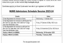Bahria University Medical and Dental College Admission 2025