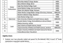 HEC Self Finance MBBS BDS Admission 2026-2021