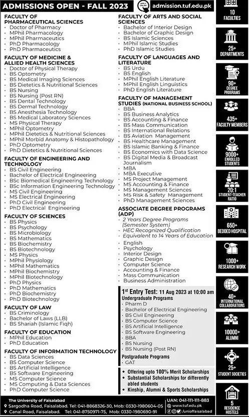 The University Of Faisalabad Admissions 2025 1 The University Of Faisalabad Admissions 2025