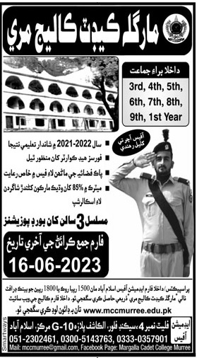 Margalla Cadet College Murree Admission Form 2025 1 Margalla Cadet College Murree Admission Form 2025
