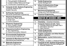 NED University of Engineering Karachi Masters Admission 2025