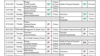 Abbottabad Board 9th, 10th Class Date Sheet 2026 9 Abbottabad Board 9th, 10th Class Date Sheet 2026