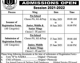 Army Public School APS Karachi Admission 2025-22