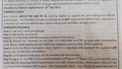 National PMC MDCAT Registration Date 2025