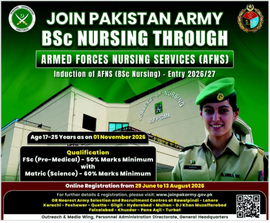 AFNS Online Registration 2026 Nursing Admissions In Pakistan Army 1 AFNS