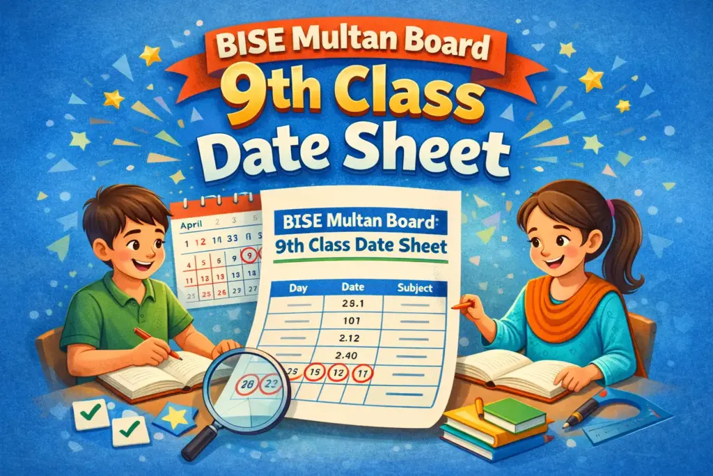BISE Multan Board 9th Class Date Sheet