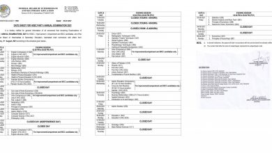 FBISE 11th Class Date Sheet 2025 Federal Board 1st Year
