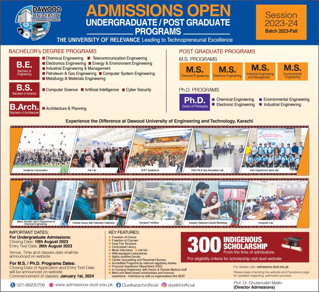 Dawood University Admission 2025-24 1 Dawood University Admission 2025-24