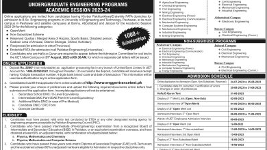 UET Peshawar Admission 2025 Undergraduate